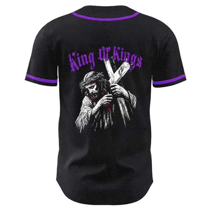 Christianartworkshop Maglia da baseball unisex King Of Kings Number 33 Jesus Portrying Cross - image 19