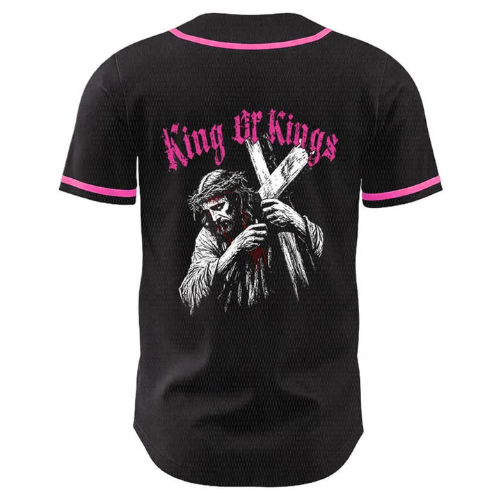 Christianartworkshop Maglia da baseball unisex King Of Kings Number 33 Jesus Portrying Cross - image 22