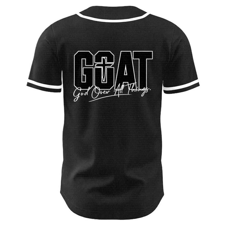 Christianartworkshop Maglia da baseball unisex con semplice croce e scritta "GOAT God Over All Things" (Capra, Dio sopra ogni cosa). - image 4