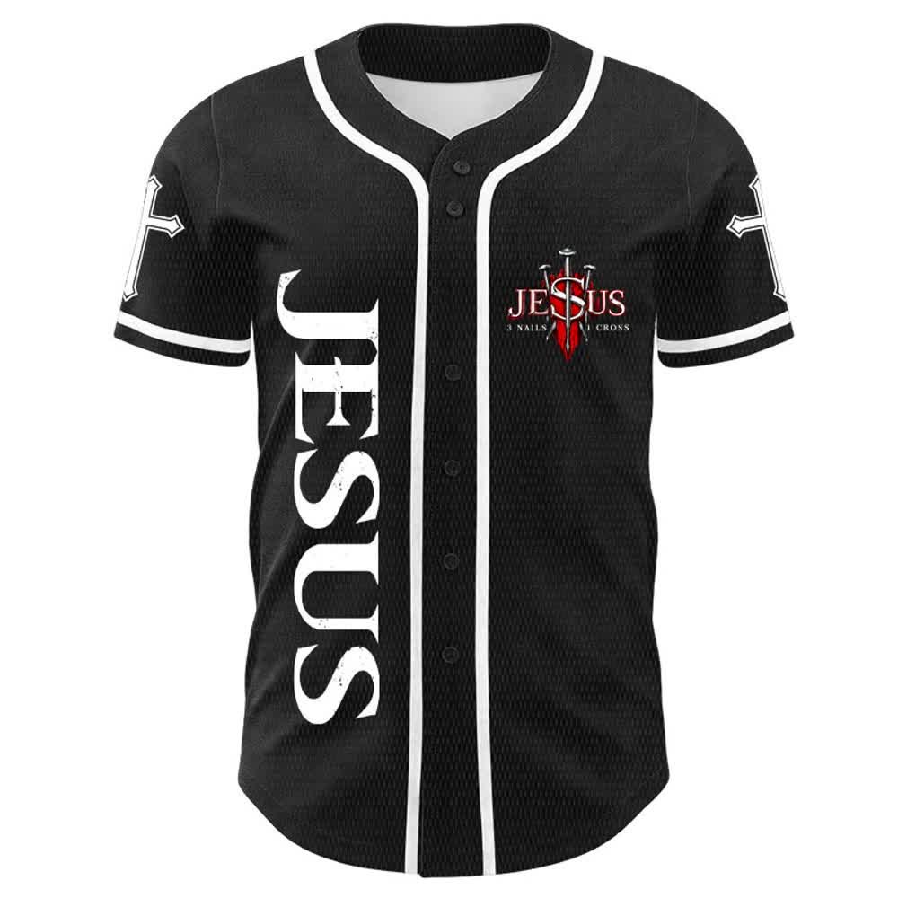 Christianartworkshop Gesù è Re Giovanni 14:6 Maglia da baseball unisex con 3 chiodi e 1 croce - image 7