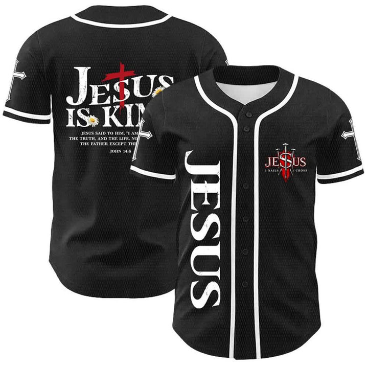 Christianartworkshop Gesù è Re Giovanni 14:6 Maglia da baseball unisex con 3 chiodi e 1 croce - Bianco - 5XL - image 6