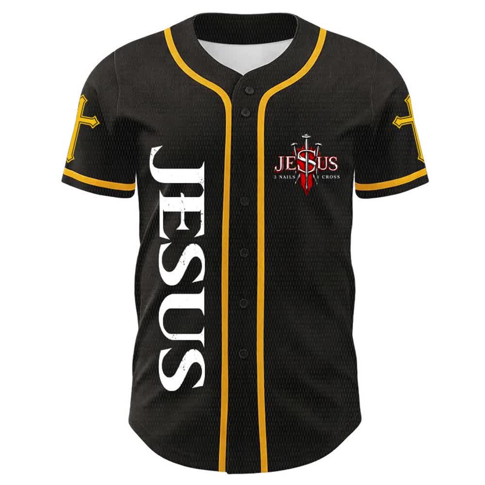 Christianartworkshop Gesù è Re Giovanni 14:6 Maglia da baseball unisex con 3 chiodi e 1 croce - image 4