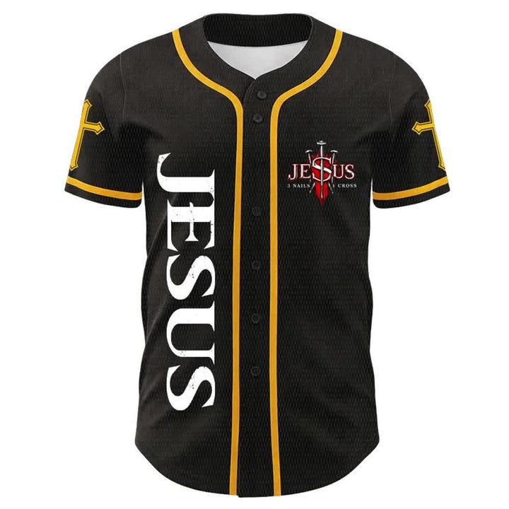 Christianartworkshop Gesù è Re Giovanni 14:6 Maglia da baseball unisex con 3 chiodi e 1 croce - image 4