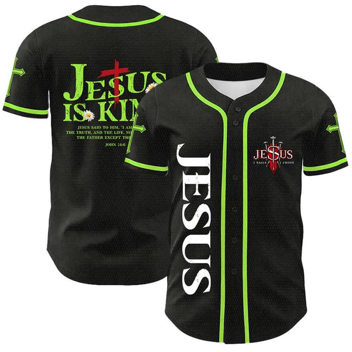 Christianartworkshop Gesù è Re Giovanni 14:6 Maglia da baseball unisex con 3 chiodi e 1 croce - Verde chiaro - 5XL - image 15