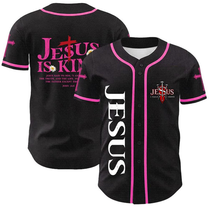 Christianartworkshop Gesù è Re Giovanni 14:6 Maglia da baseball unisex con 3 chiodi e 1 croce - Rosa - 5XL - image 21
