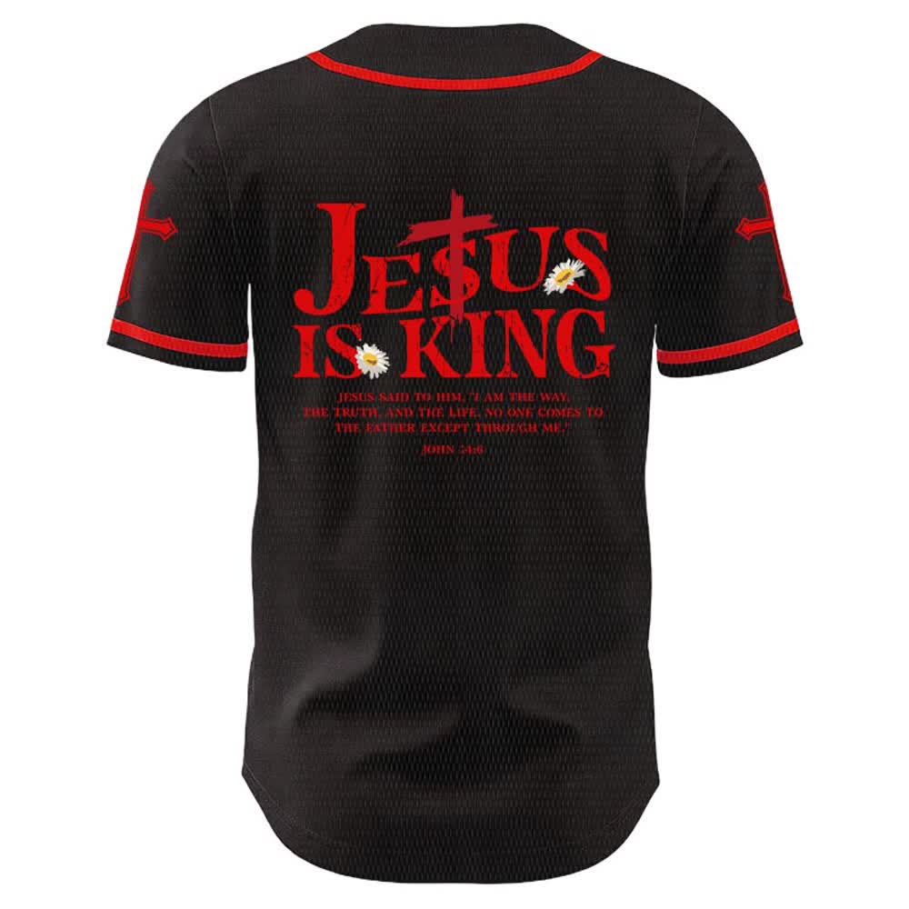 Christianartworkshop Gesù è Re Giovanni 14:6 Maglia da baseball unisex con 3 chiodi e 1 croce - image 2
