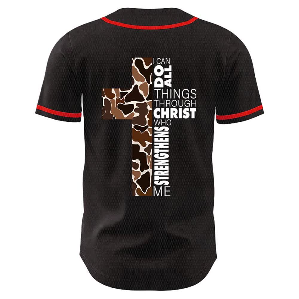 Christianartworkshop Maglia da baseball unisex con stampa leopardata e croce "Posso fare ogni cosa in Cristo" - image 7