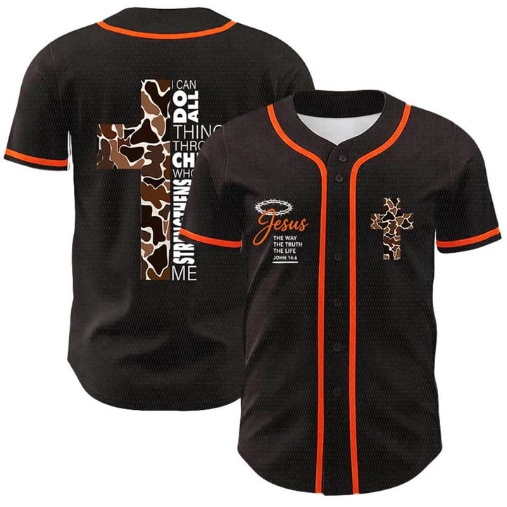 Christianartworkshop Maglia da baseball unisex con stampa leopardata e croce "Posso fare ogni cosa in Cristo" - Arancia - 5XL - image 9