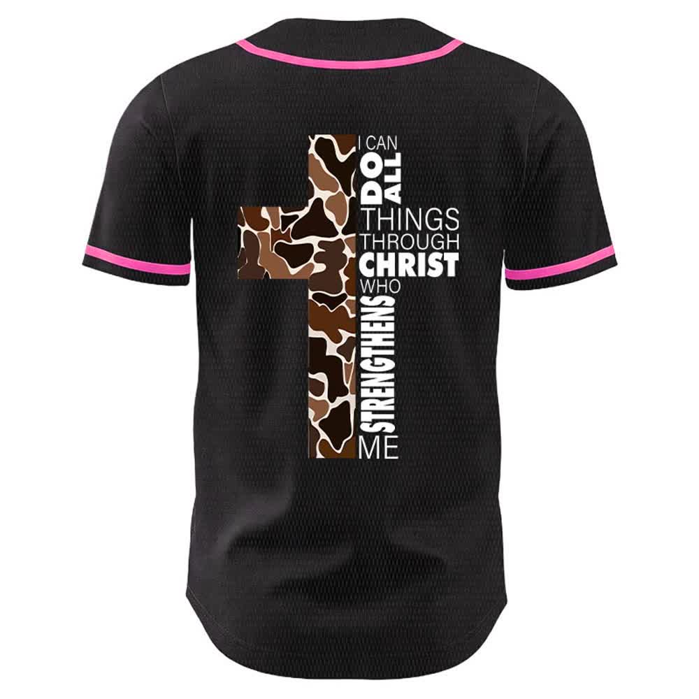 Christianartworkshop Maglia da baseball unisex con stampa leopardata e croce "Posso fare ogni cosa in Cristo" - image 22