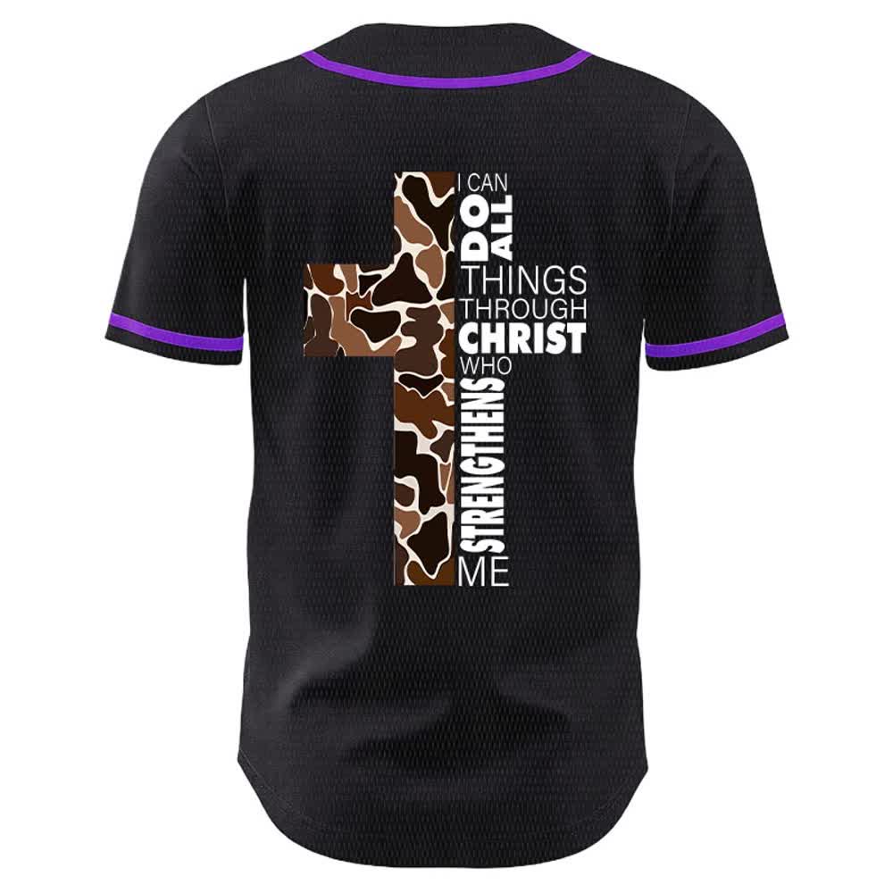 Christianartworkshop Maglia da baseball unisex con stampa leopardata e croce "Posso fare ogni cosa in Cristo" - image 19