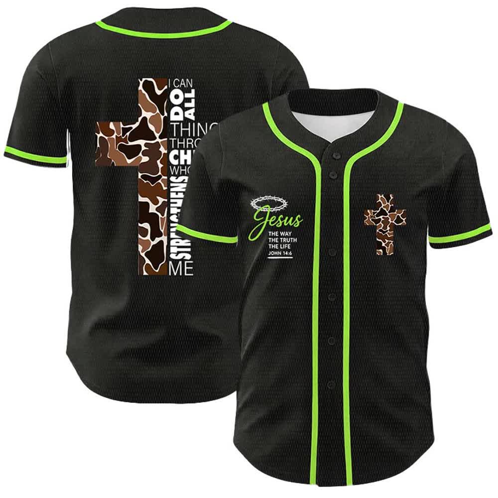 Christianartworkshop Maglia da baseball unisex con stampa leopardata e croce "Posso fare ogni cosa in Cristo" - Verde chiaro - 5XL - image 15