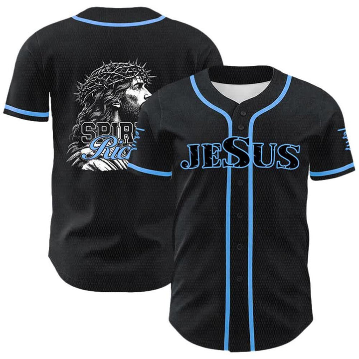 Christianartworkshop Maglia da baseball unisex con ritratto della corona di spine e dello spirito di Gesù. - Blu - 5XL - image 0