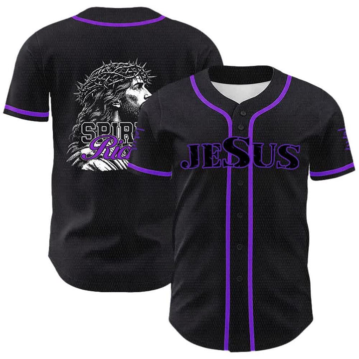 Christianartworkshop Maglia da baseball unisex con ritratto della corona di spine e dello spirito di Gesù. - Viola - 5XL - image 18
