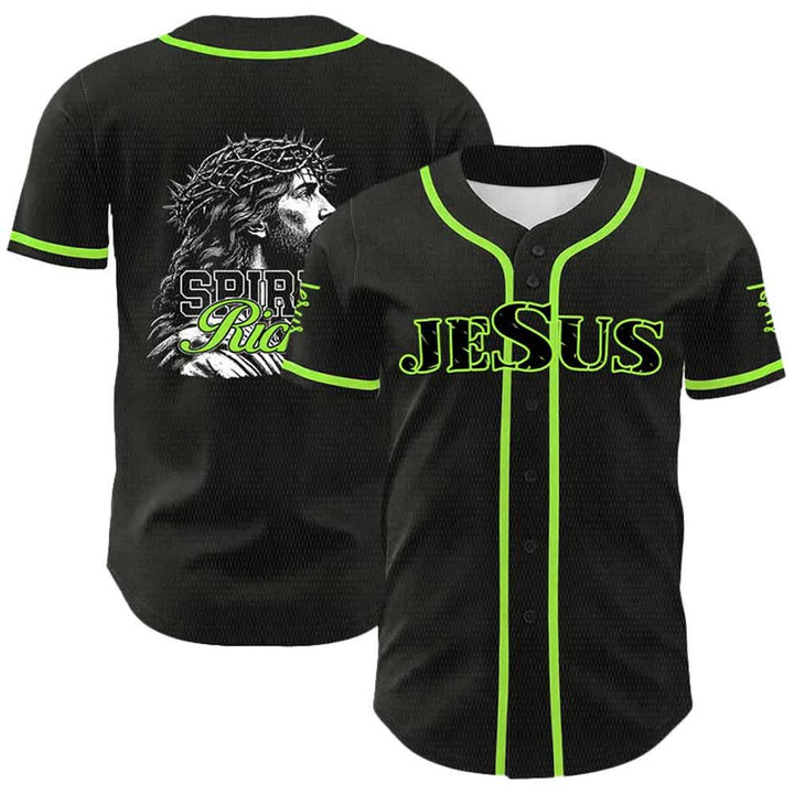 Christianartworkshop Maglia da baseball unisex con ritratto della corona di spine e dello spirito di Gesù. - Verde chiaro - 5XL - image 15
