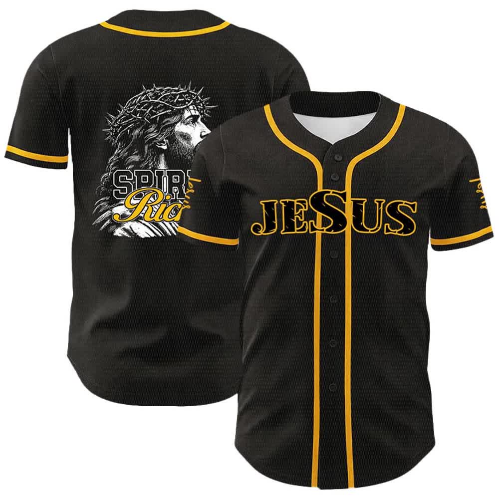 Christianartworkshop Maglia da baseball unisex con ritratto della corona di spine e dello spirito di Gesù. - Giallo - 5XL - image 3
