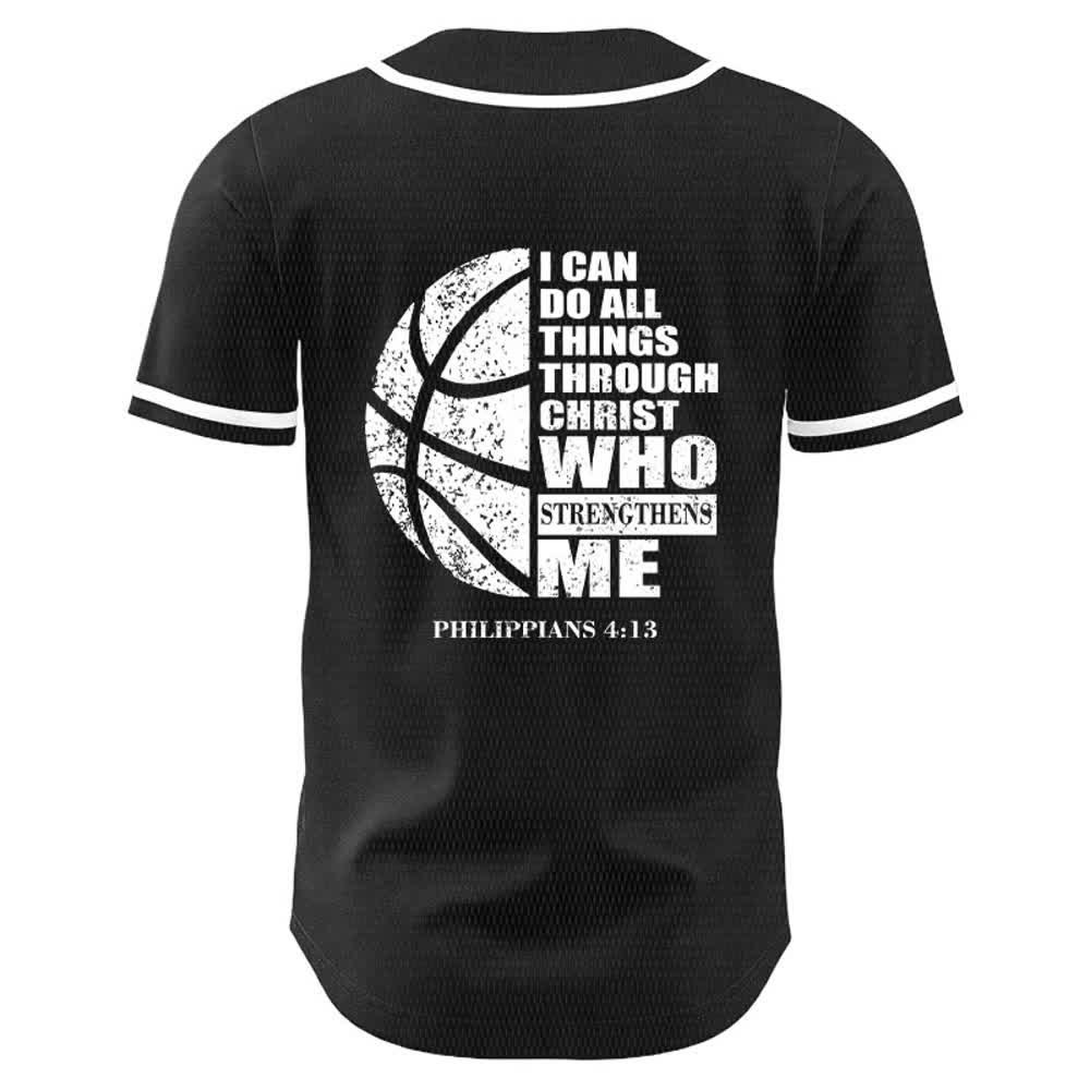 Christianartworkshop Basket Maglia da baseball unisex "Posso fare ogni cosa attraverso Cristo" - image 1