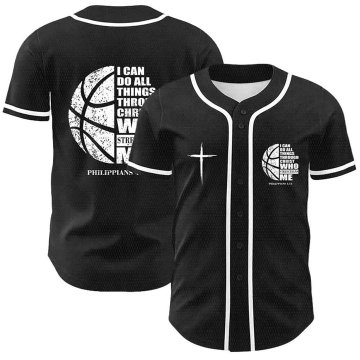 Christianartworkshop Basket Maglia da baseball unisex "Posso fare ogni cosa attraverso Cristo" - Bianco - 5XL - image 0