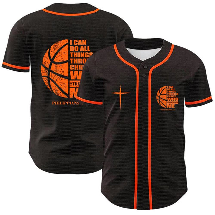 Christianartworkshop Basket Maglia da baseball unisex "Posso fare ogni cosa attraverso Cristo" - Arancia - 5XL - image 15