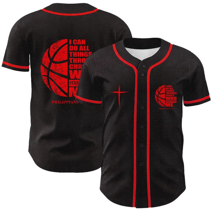 Christianartworkshop Basket Maglia da baseball unisex "Posso fare ogni cosa attraverso Cristo" - Rosso - 5XL - image 12