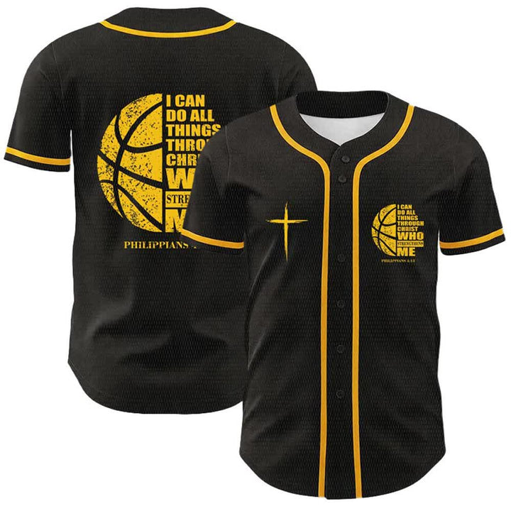 Christianartworkshop Basket Maglia da baseball unisex "Posso fare ogni cosa attraverso Cristo" - Giallo - 5XL - image 9