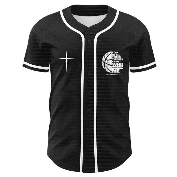 Christianartworkshop Basket Maglia da baseball unisex "Posso fare ogni cosa attraverso Cristo" - image 2