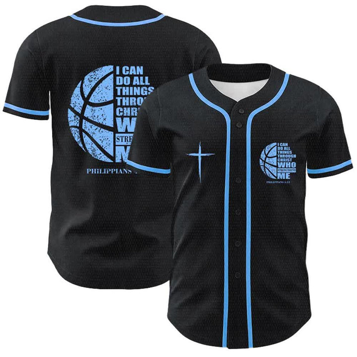 Christianartworkshop Basket Maglia da baseball unisex "Posso fare ogni cosa attraverso Cristo" - Blu - 5XL - image 6