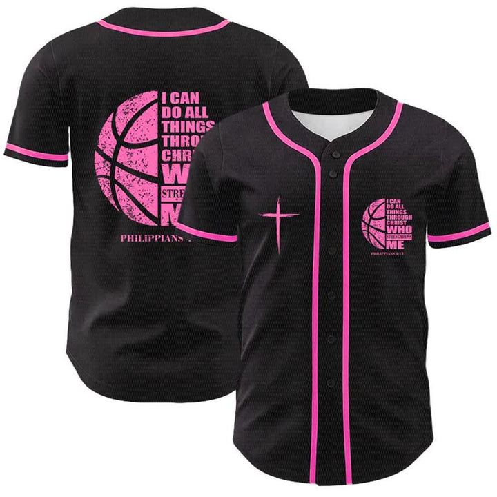 Christianartworkshop Basket Maglia da baseball unisex "Posso fare ogni cosa attraverso Cristo" - Rosa - 5XL - image 3