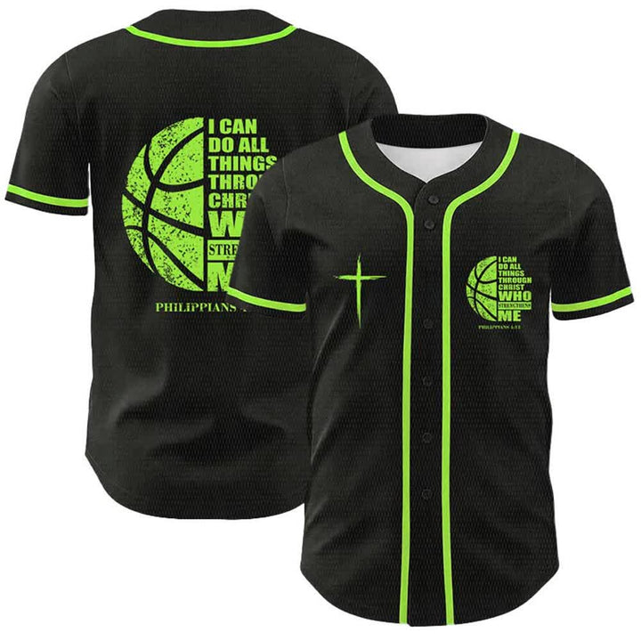 Christianartworkshop Basket Maglia da baseball unisex "Posso fare ogni cosa attraverso Cristo" - Verde chiaro - 5XL - image 18