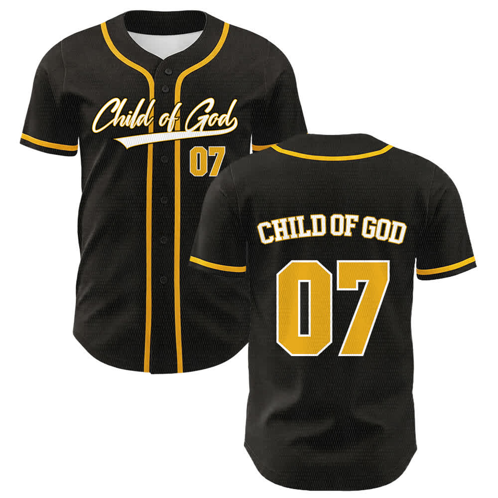 Christianartworkshop Maglia da baseball unisex Child Of God numero 07 - Giallo - 5XL - image 0