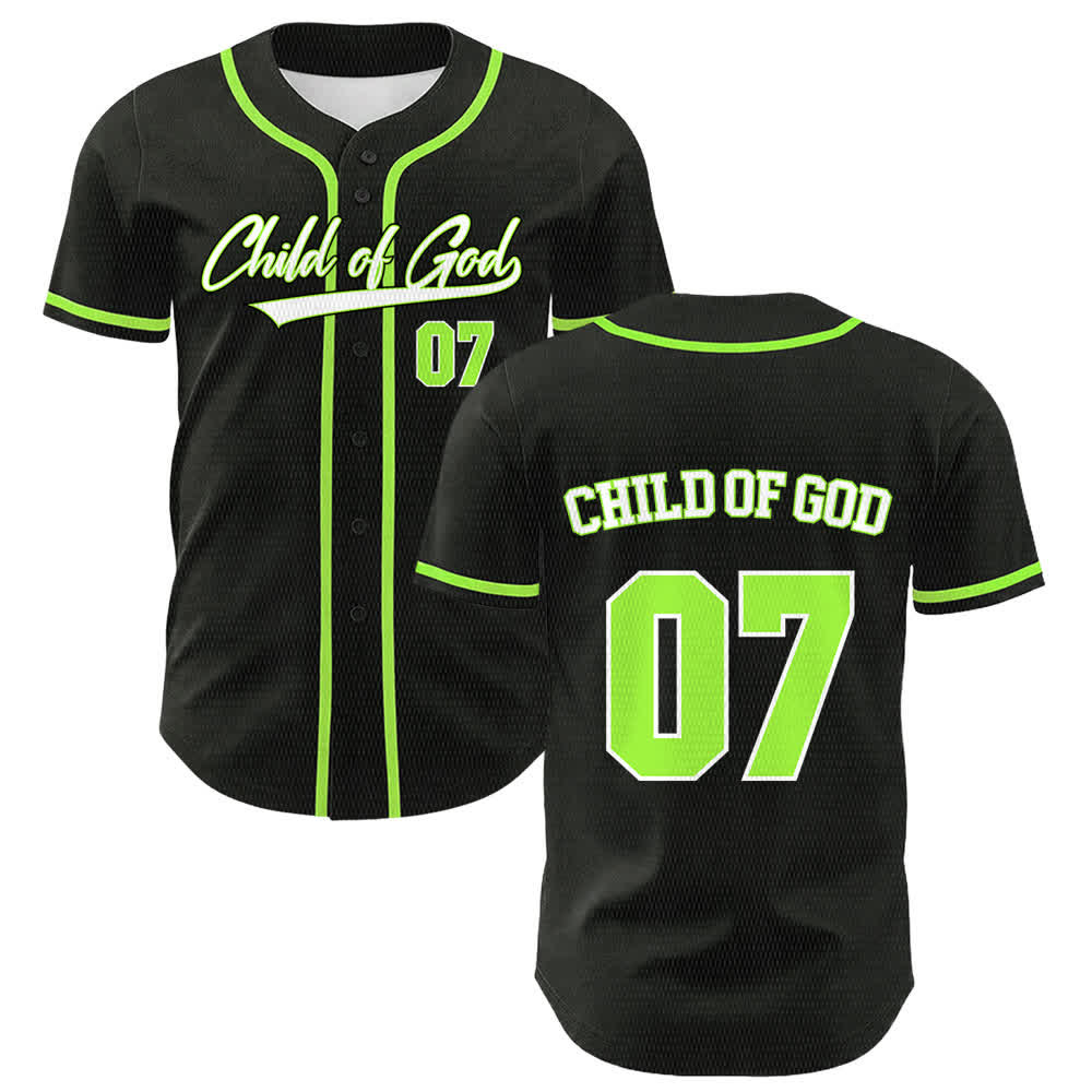 Christianartworkshop Maglia da baseball unisex Child Of God numero 07 - Verde chiaro - 5XL - image 18