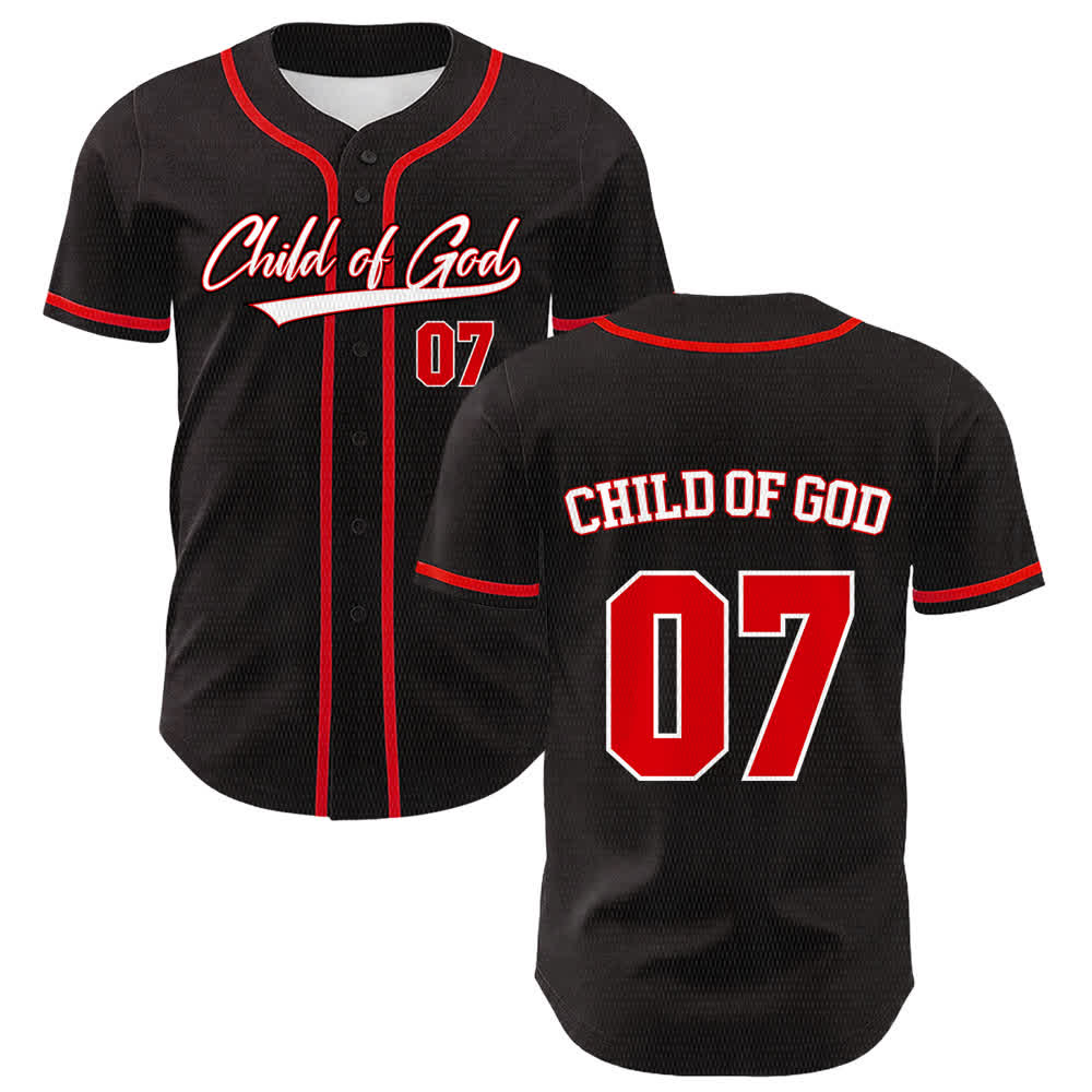 Christianartworkshop Maglia da baseball unisex Child Of God numero 07 - Rosso - 5XL - image 12