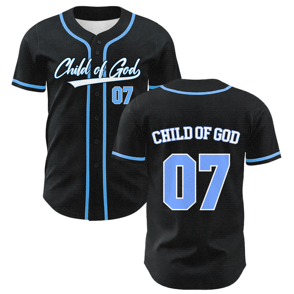 Christianartworkshop Maglia da baseball unisex Child Of God numero 07 - Blu - 5XL - image 9
