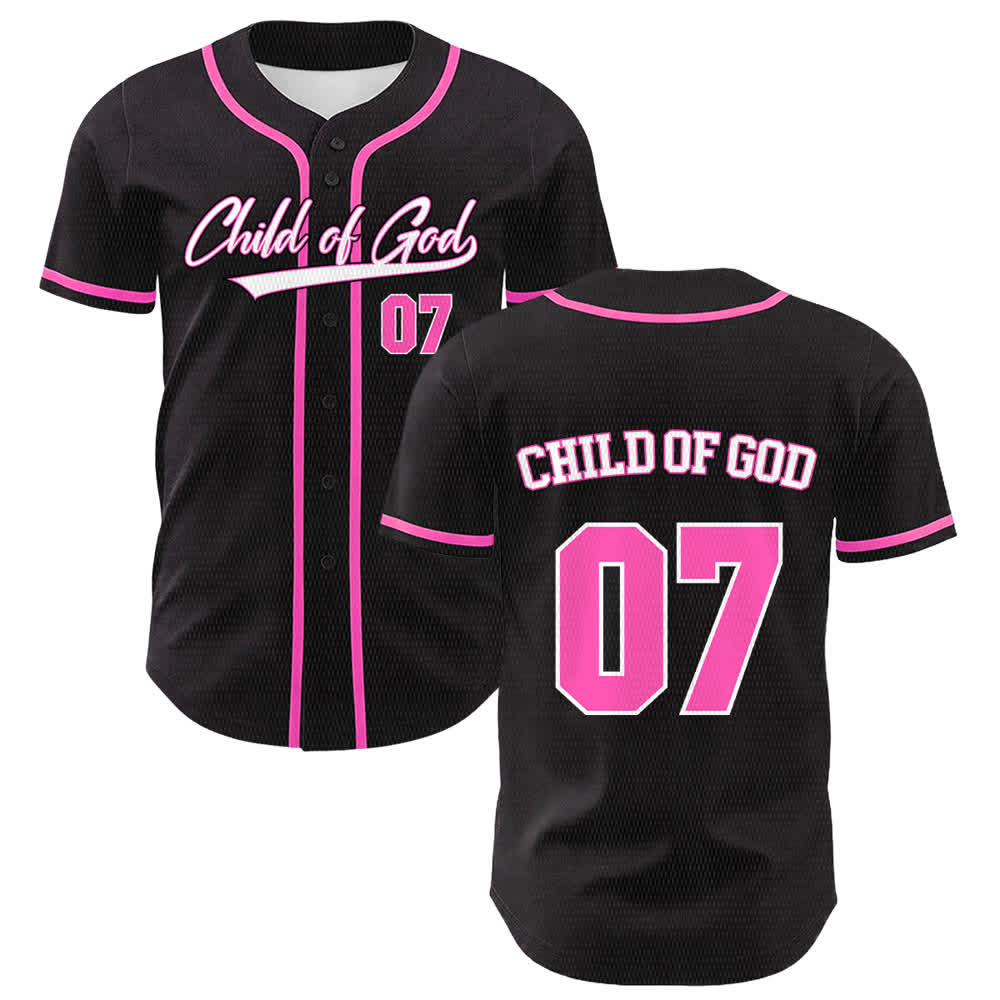 Christianartworkshop Maglia da baseball unisex Child Of God numero 07 - Rosa - 5XL - image 6