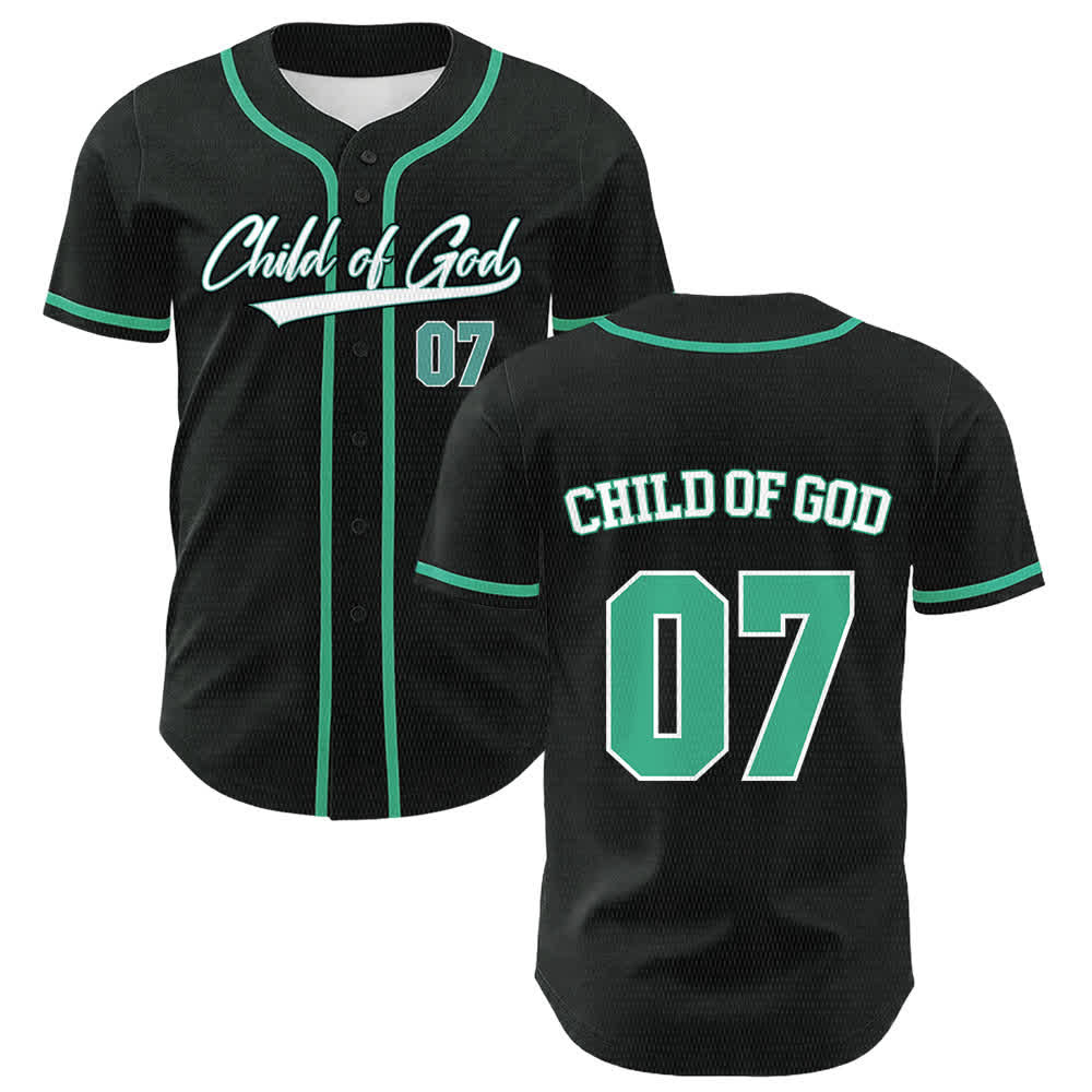 Christianartworkshop Maglia da baseball unisex Child Of God numero 07 - Verde scuro - 5XL - image 24