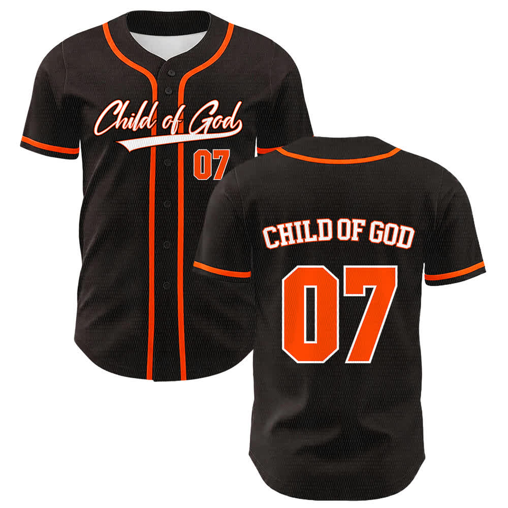 Christianartworkshop Maglia da baseball unisex Child Of God numero 07 - Arancia - 5XL - image 15