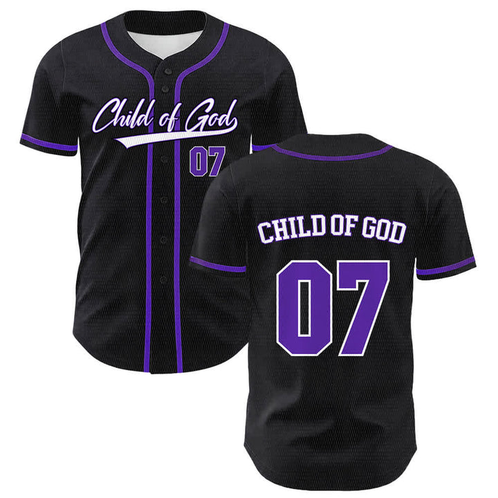 Christianartworkshop Maglia da baseball unisex Child Of God numero 07 - Viola - 5XL - image 21