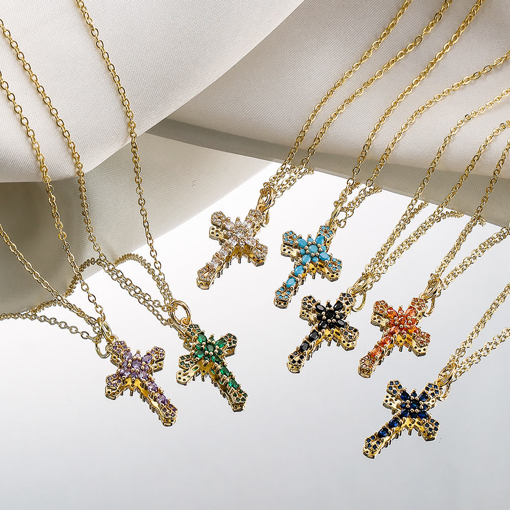 Christianartworkshop Collana vintage con croce tempestata di gemme: emblema della grazia celeste che perdura - image 1