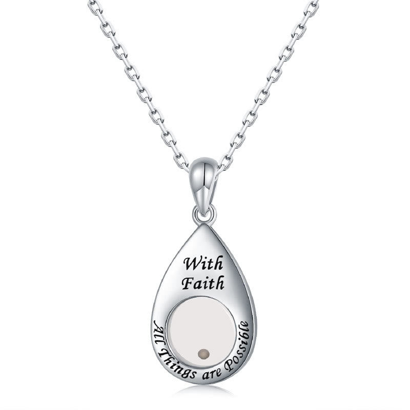 Christianartworkshop Collana con ciondolo a forma di goccia e seme di senape con simbolo della fede: emblema di una speranza forte e gentile - image 0