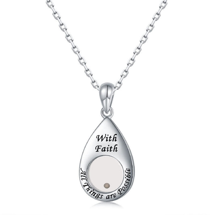 Christianartworkshop Collana con ciondolo a forma di goccia e seme di senape con simbolo della fede: emblema di una speranza forte e gentile - image 0