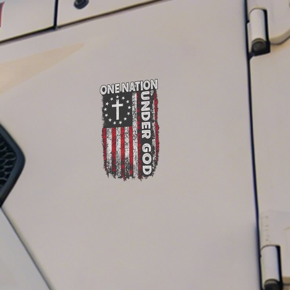 Christianartworkshop Adesivo per auto con croce e bandiera americana "Una nazione sotto Dio". - image 2