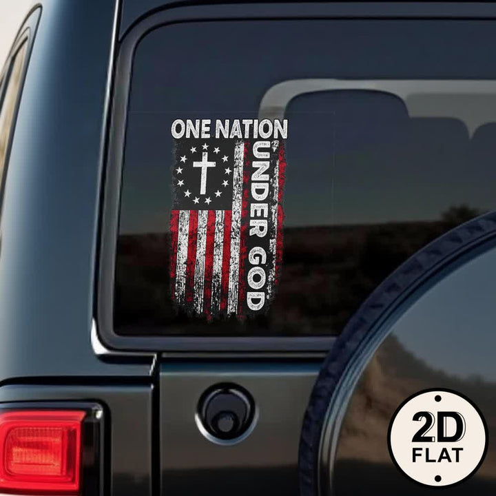 Christianartworkshop Adesivo per auto con croce e bandiera americana "Una nazione sotto Dio". - Set da 10 - image 0