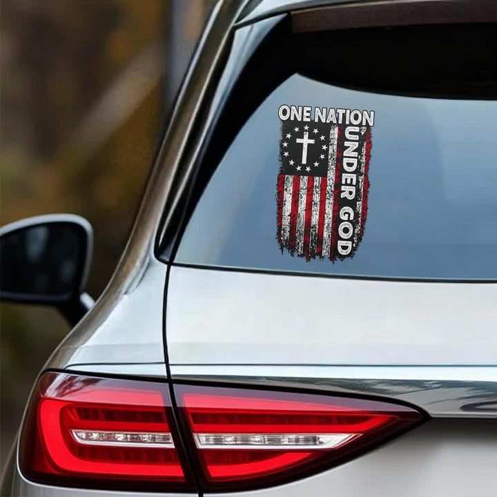 Christianartworkshop Adesivo per auto con croce e bandiera americana "Una nazione sotto Dio". - image 4
