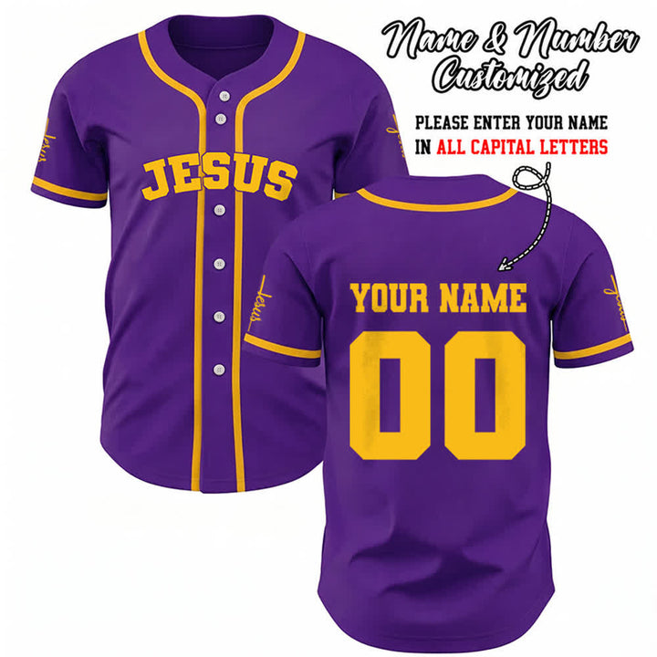 Christianartworkshop Maglia da baseball unisex personalizzata con Gesù Classico Abbigliamento Sportivo Personalizzato - Viola - 5XL - Nome & Numero personalizzati - image 64