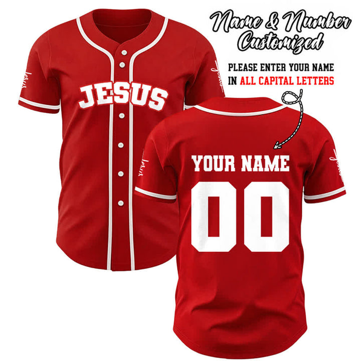 Christianartworkshop Maglia da baseball unisex personalizzata con Gesù Classico Abbigliamento Sportivo Personalizzato - Rosso - 5XL - Nome & Numero personalizzati - image 16