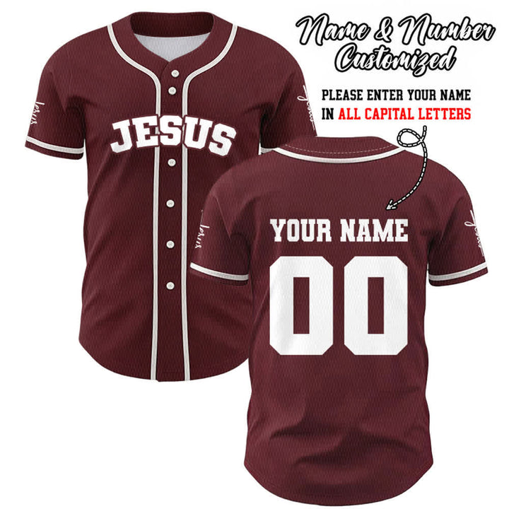 Christianartworkshop Maglia da baseball unisex personalizzata con Gesù Classico Abbigliamento Sportivo Personalizzato - Vino - 5XL - Nome & Numero personalizzati - image 24