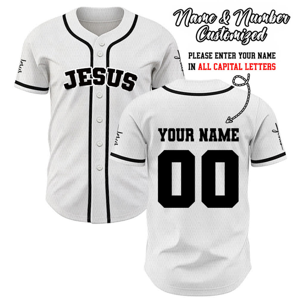 Christianartworkshop Maglia da baseball unisex personalizzata con Gesù Classico Abbigliamento Sportivo Personalizzato - Bianco - 5XL - Nome & Numero personalizzati - image 8
