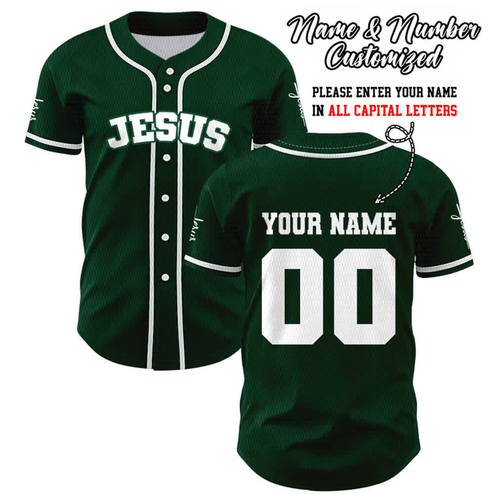 Christianartworkshop Maglia da baseball unisex personalizzata con Gesù Classico Abbigliamento Sportivo Personalizzato - Verde - 5XL - Nome & Numero personalizzati - image 48