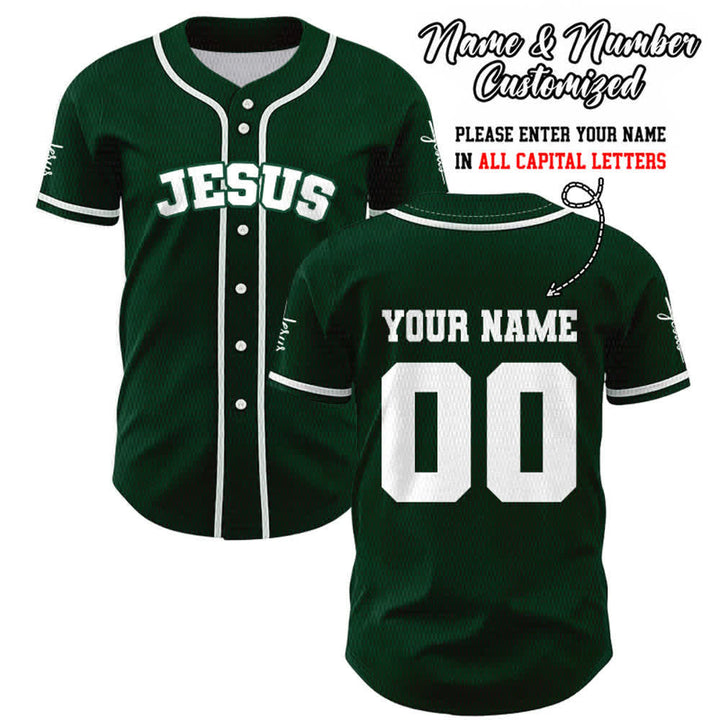 Christianartworkshop Maglia da baseball unisex personalizzata con Gesù Classico Abbigliamento Sportivo Personalizzato - Verde - 5XL - Nome & Numero personalizzati - image 48
