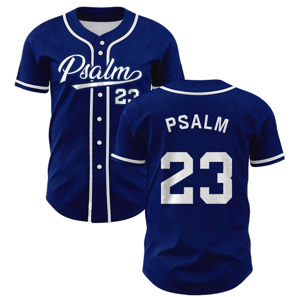 Maglia da baseball unisex Christianartworkshop in stile retrò sportivo con il Salmo 23 - Blu navy - 5XL - image 0