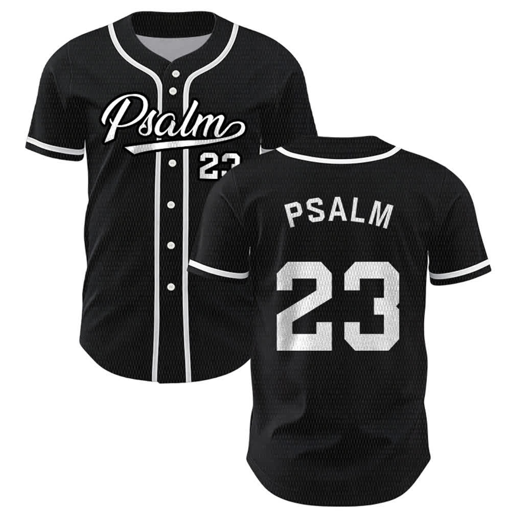 Maglia da baseball unisex Christianartworkshop in stile retrò sportivo con il Salmo 23 - Nero - 5XL - image 14
